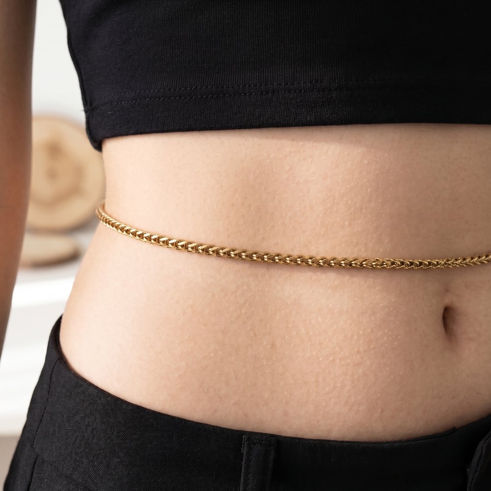 Handmade Stainless Steel 18K Gold Wheat Waist Chain